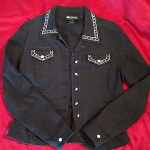 Rhinestone Black Denim Jacket, Western Show Style